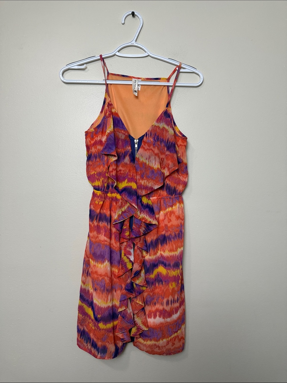 Pink Owl Sleeveless Ruffle fullzip dress size S